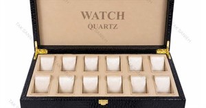 جعبه 12 تایی چرمی ساعت مچی مشکی Watches-Box-12-10776-U
