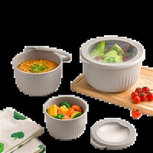 ست 3 عددی کاسه گرد دربدار شیاردار لیمون کد 2233