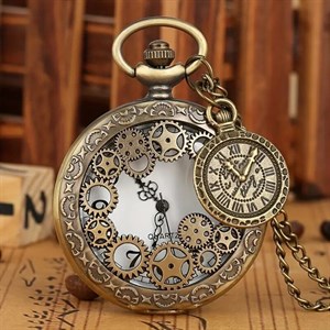 ساعت جیبی استیم‌پانک کوارتز Skeleton زنجیری گردنی