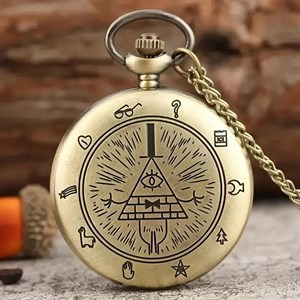 ساعت گردنبند جیب وینتیج مثلثی فلیپ‌تاپ (دوتایی)
