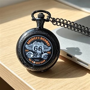 ساعت جیبی کوارتز طرح Route 66 مشکی