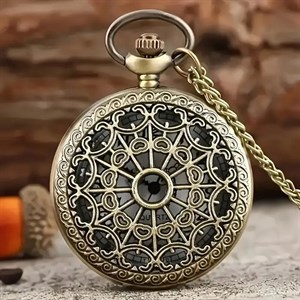 ساعت جیبی کوارتز طرح قلب توخالی برنزی آنتیک