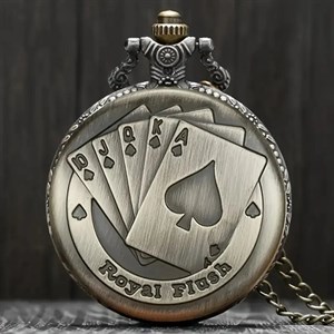 ساعت جیبی کوارتز وینتیج آویز طرح کارت بازی