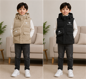 پافر بچه‌گانه Balenciaga کلاه‌دار با کیف کمری
