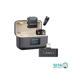 میکروفون بی سیم یقه ای دوتایی لایتنینگ نکسا (Nexa) مدل FX103 به همراه کیس شارژ