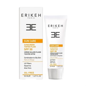 فلوئید ضد آفتاب رنگی اریکه SPF50 پوست مختلط و چرب بژ طبیعی ۵۰ میلی‌لیتر