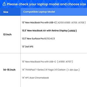 tomtoc 360 لپ تاپ محافظ استین برای 14 اینچ Acer HP Dell Chromebook ، 15 MacBook Pro Touch Bar A1990 A1707 Inch ThinkPad X1 Yoga 1 4 Gen و E T Series Ultrabook Case Bag Protective Laptop Sleeve for 