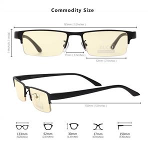 DUCO Optiks Computer Gaming Glasses Anti Blue Light 100% UV Protection Amber Lens GX090 Matte Black 