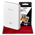Canon Ivy Mini Mobile Photo Printer (Rose Gold) with Canon 2 x 3 Zink Photo Paper and Microfiber Cloth