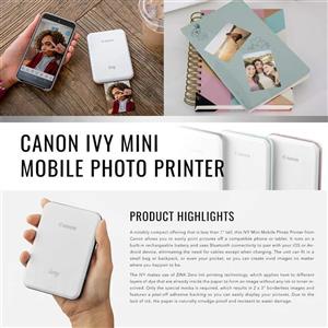 Canon Ivy Mini Mobile Photo Printer Rose Gold with 2 x 3 Zink Paper and Microfiber Cloth 