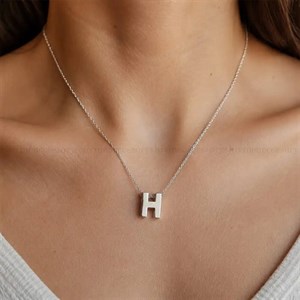 گردنبند زنانه نقره ای حرف H