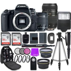Canon EOS 77D 24.2 MP Digital SLR Camera with Wi Fi Bluetooth EF 18 55mm is STM Lens Tamron Zoom 70 300mm f 5.6 Accessory Bundle 