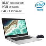 2019 Asus 15.6" FHD Touchscreen Chromebook Laptop Computer, Intel Quad-Core Pentium N4200 up to 2.5GHz, 4GB DDR4, 64GB eMMC, AC WiFi, Bluetooth, USB 3.1, Chrome OS, 1 Year Extended Seller Warranty