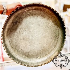 سینی مسی قاجاری لبه‌بلند - قطر ۵۰، وزن ۲.۳ کیلو