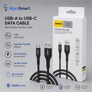 کابل شارژر یو اس بی تایپ سی گرند Grand USB-A Type-C GK-04