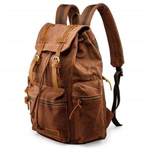 GEARONIC TM Men 21L Vintage Canvas Backpack Leather Laptop School Military