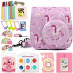 WOGOZAN Fujifilm Instax Mini 9 Mini 8 Instant Film Camera Leather Case Suit with Case, Album, Filters & Other 6 Accessories 9 Items Compatible for Fujifilm Instax Mini 9 8 8+ (Pink Horse Kit)