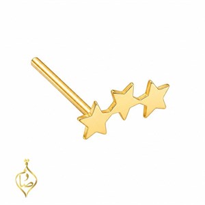 گوشواره تک میخی طلا 18 عیار زنانه گالری صادقی مدل سه ستاره 