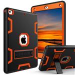 HUATRK iPad 6th Generation Cases,iPad 5th Generation Case,iPad 9.7 inch 2018 Case Three Layer Heavy Duty Shockproof Protective Cover Kickstand for iPad A1893/A1954/A1822/A1823,Black Orange