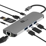 1byone USB C Hub 9 in 1 Aluminum Multiport Adapter With USB-C Charging, Port of Mic/Audio,3 USB 3.0 ports, HDMI, SD, MICro SD for Macbook Pro, Surface Pro,Notebook PC, USB Flash Drives and More