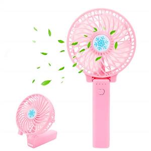 Mini Handheld Fan Personal Portable Fan Rechargeable Battery Operated Fan Foldable Mini Fan with LED Lamp, 3 Speed Strong Airflow for Home, Travel, Outdoor and Office (Black) 