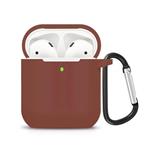 ZALU Compatible for AirPods Case with Keychain, Shockproof Protective Premium Silicone Cover Skin for AirPods Charging Case 2 & 1 (AirPods 2, Brown)