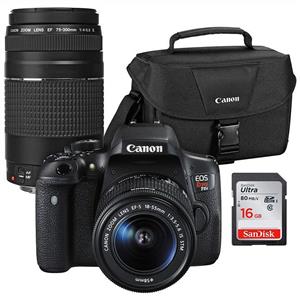 Canon EOS Rebel T6i Wi-Fi Digital SLR Camera & EF-S 18-55mm is STM & 75-300mm III Lens with 100ES Case & 16GB Card 