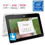 HP X360 Chromebook 11.6’’ 2-in-1 Touchscreen HD Display Laptop PC, Intel Celeron N3350 up to 2.4GHz Processor, 4GB DDR4, 32GB eMMC, WiFi, Webcam, Stereo Speakers , Bluetooth 4.2, USB 3.1, Chrome OS