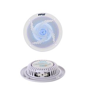 Pyle Marine Speakers - 4 Inch 2 Way Waterproof and Weather Resistant Outdoor Audio Stereo Sound System with LED Lights, 100 Watt Power and Low Profile Slim Style - 1 Pair - PLMRS43WL (White) 