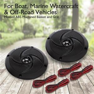 Pyle Marine Speakers - 4 Inch 2 Way Waterproof and Weather Resistant Outdoor Audio Stereo Sound System with LED Lights, 100 Watt Power and Low Profile Slim Style - 1 Pair - PLMRS43WL (White) 