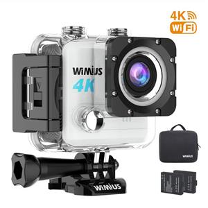 WiMiUS Action Camera 4K 20MP WiFi Sports Camera Ultra HD Waterproof Underwater Cam 30M 170 Degree Wide-Angle WiFi Sports Cam with EIS Anti-Shake Plus 2 Batteries & Mounting Accessories Kit,L1 Silver