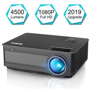 Projector, WiMiUS P18 Upgraded 4200 Lumens LED Projector Support 1080P 200" Display 50,000H LED Compatible with Amazon Fire TV Stick Laptop iPhone Android Phone Xbox Via HDMI USB VGA AV Black 
