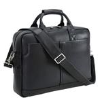 Texbo Genuine Full Grain Leather Men's 16 Inch Laptop Briefcase Messenger Bag Tote (Black)