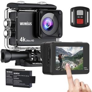 WiMiUS 4K Action Camera 2 Inch Touch Screen 16MP WiFi Sports 30M Underwater Waterproof Camcorder 170 Degree Wide Angle Lens with Rechargeable 1050mAh Batteries and Mounting Accessories 