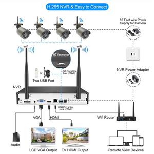 Techage Wireless Security Camera System, 4CH 1080P HD WiFi Wireless Surveillance Camera System,4 Weatherproof IP Cameras Auto Pair WiFi H.265 NVR,Motion Alerts,Remote View(1TB Hard Drive) 