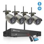 Techage Wireless Security Camera System, 4CH 1080P HD WiFi Wireless Surveillance Camera System,4 Weatherproof IP Cameras Auto Pair WiFi H.265 NVR,Motion Alerts,Remote View(1TB Hard Drive)