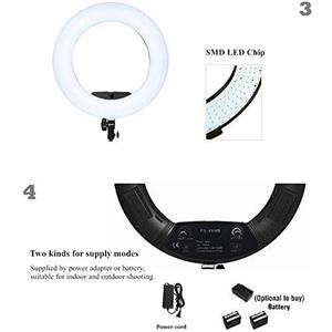 Yidoblo 18 Inch LED Ring Light Kit With Phone Camera Holder Makeup Mirror Stand Carrying Bag Bicolor Dimmable Photo Studio Video Portrait Film Selfie Youtube Photography Lights Black 