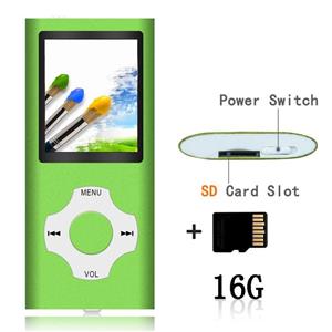 Tomameri - MP3 / MP4 Player with Rhombic Button, Portable Music and Video Player, Including a 16 GB Micro SD Card and Maximum Support 64GB, Supporting Photo Viewer and Video - Green 