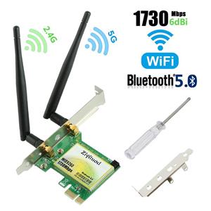 Gigabit WIFI Card, AC1730Mbps PCIe Wireless Card with Bluetooth 5.0, Dual-Band PCI-Express Network Card(2.4GHz 300Mbps+5GHz 1430Mbps), Wifi Adapter Card for Desktop PC, Supports Windows 10(WIE9260) 
