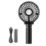 Funme Mini Handheld Fan Portable Foldable USB Rechargeable 2600mAh Battery Operated Electric Fan Personal Desktop Cooling Fan with 3 Speed for Office/Home/Travel/Outdoor-Black
