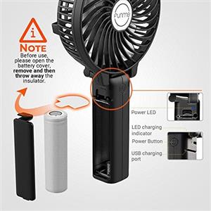 Funme Mini Handheld Fan Portable Foldable USB Rechargeable 2600mAh Battery Operated Electric Fan Personal Desktop Cooling Fan with 3 Speed for Office/Home/Travel/Outdoor-Black 