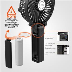 Funme Mini Handheld Fan Portable Foldable USB Rechargeable 2600mAh Battery Operated Electric Fan Personal Desktop Cooling Fan with 3 Speed for Office/Home/Travel/Outdoor-Black 