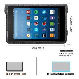 MoKo Sleeve for 7-8 Inch Amazon Tablet, Protective Felt Case Bag Cover Fits Fire HD 8, Fire 7 2017/2019, Fire 7 / Fire HD 8 Kids Edition 2017, Kindle Oasis 2017, Kindle(8th Gen, 2016) - Dark Gray 