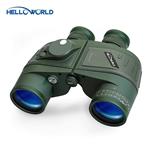 World Optical Binoculars 10X50 Marine Military with Night Vision Rangefinder and Compass 100% Waterproof BAK4 for Adults Kids Floating Birdwatching Hunting Carry Bag Strap 