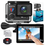 GeeKam Action Camera 4K 30fps Video 20MP Photos with Touch Screen Remote Control HD Sports Camera with Helmet Accessories Kit-T1