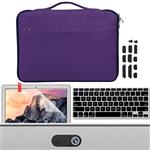 GMYLE MacBook Air 13 Inch Sleeve Kit A1466 A1369 2010 2017, Privacy Webcam Cover, Anti Dust Plugs, Keyboard Cover and Screen Protector 5 in 1 (Purple)