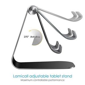 Tablet Stand Adjustable, Lamicall Desktop Holder Dock Compatible with Such as iPad 2018 Pro 9.7, 10.5, Air Mini 4 3 2, Kindle, Nexus, Accessories, E-Reader (4-13'')- Black 