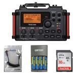 Tascam DR-60DmkII 4-Channel Portable Recorder for DSLR KIT + 16GB SDHC Memory Card Ultra + BeachTek SC35 3.5mm Stereo Output Cable + Watson 4-Hour Rapid Charger with 4 AA NiMH Rechargeable Batteries (2300mAh)