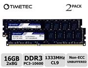 Timetec Hynix IC 16GB Kit (2x8GB) DDR3 1333MHz PC3-10600 Unbuffered Non-ECC 1.5V CL9 2Rx8 Dual Rank 240 Pin UDIMM Desktop Memory Ram Module Upgrade (16GB Kit (2x8GB))