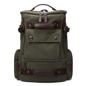 School Backpack Vintage Canvas Laptop Backpacks Men Women Rucksack Bookbags Army Green 